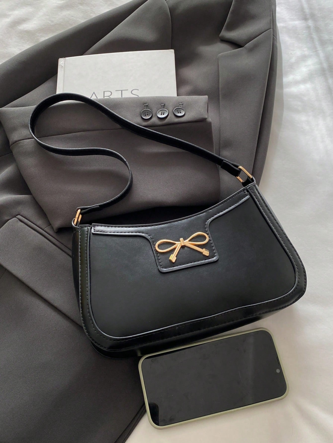 Elegant Crescent-Shaped Underarm Shoulder Bag For Women, Chic Casual Fashion, Solid Color Underarm Bag