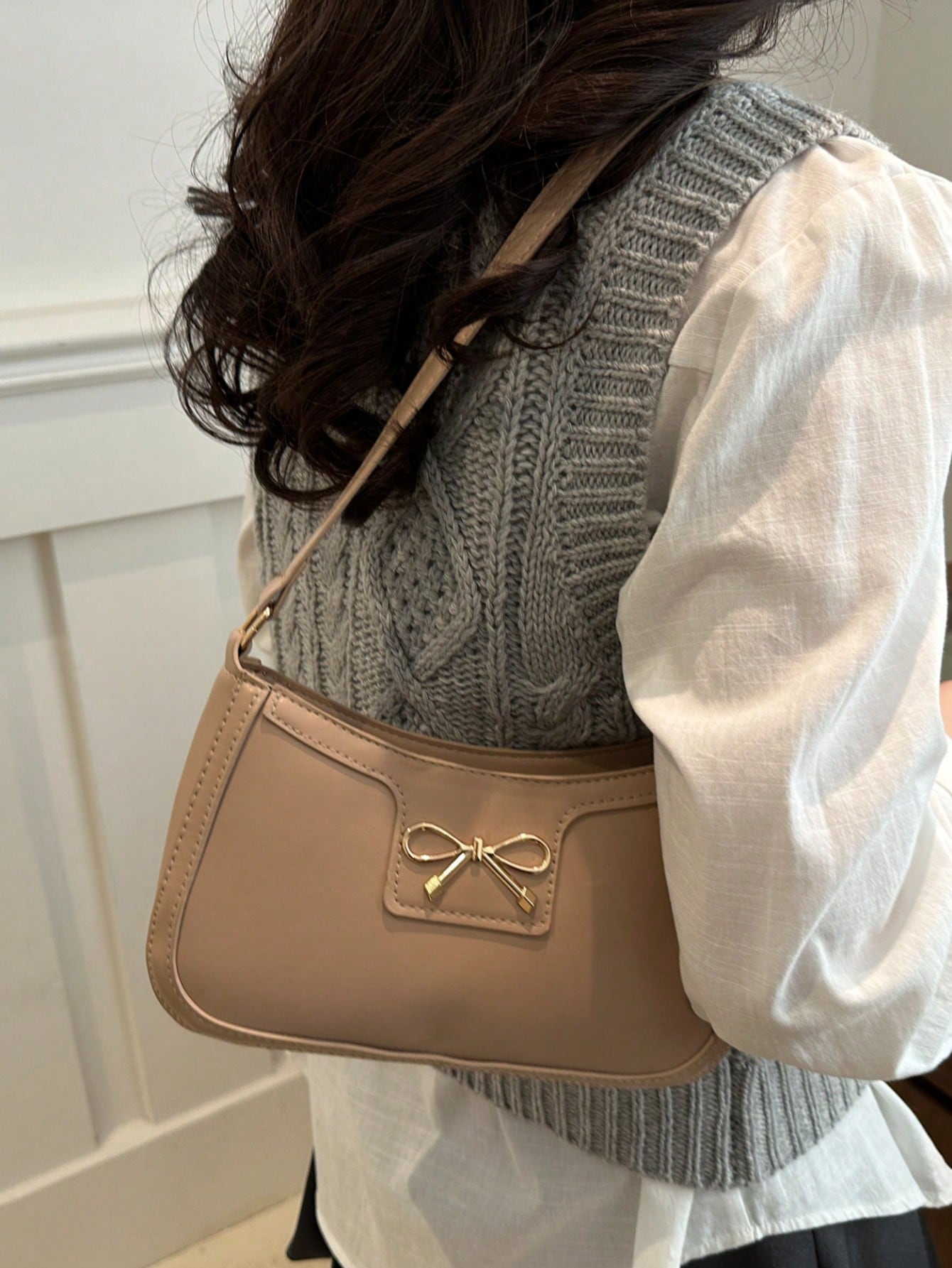 Elegant Crescent-Shaped Underarm Shoulder Bag For Women, Chic Casual Fashion, Solid Color Underarm Bag