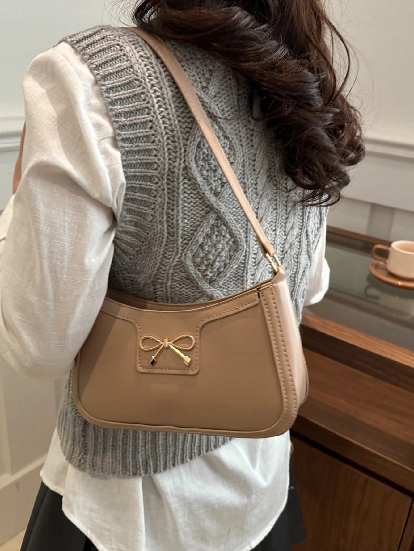 Elegant Crescent-Shaped Underarm Shoulder Bag For Women, Chic Casual Fashion, Solid Color Underarm Bag