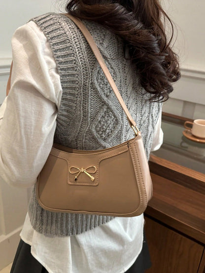 Elegant Crescent-Shaped Underarm Shoulder Bag For Women, Chic Casual Fashion, Solid Color Underarm Bag