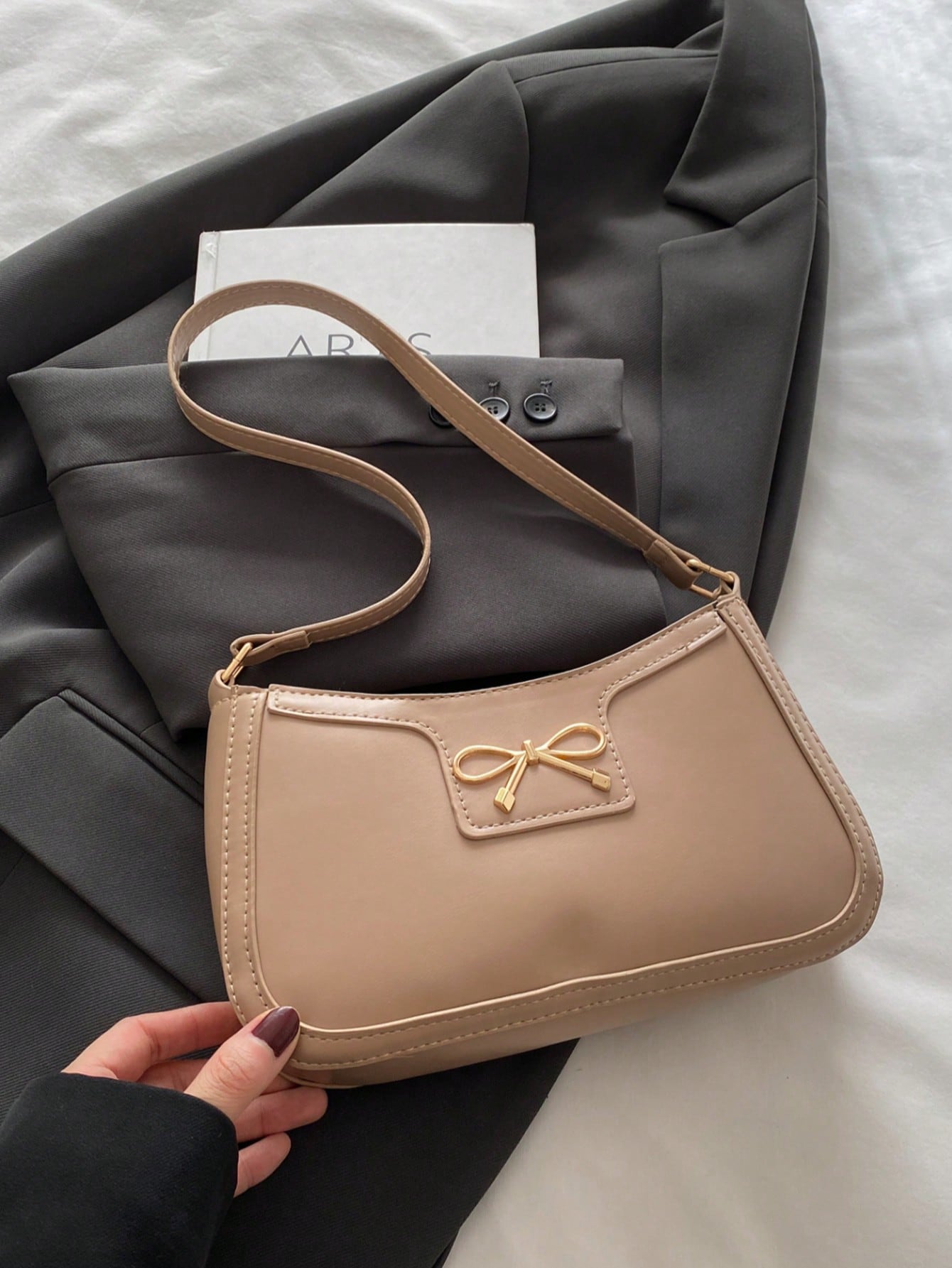 Elegant Crescent-Shaped Underarm Shoulder Bag For Women, Chic Casual Fashion, Solid Color Underarm Bag