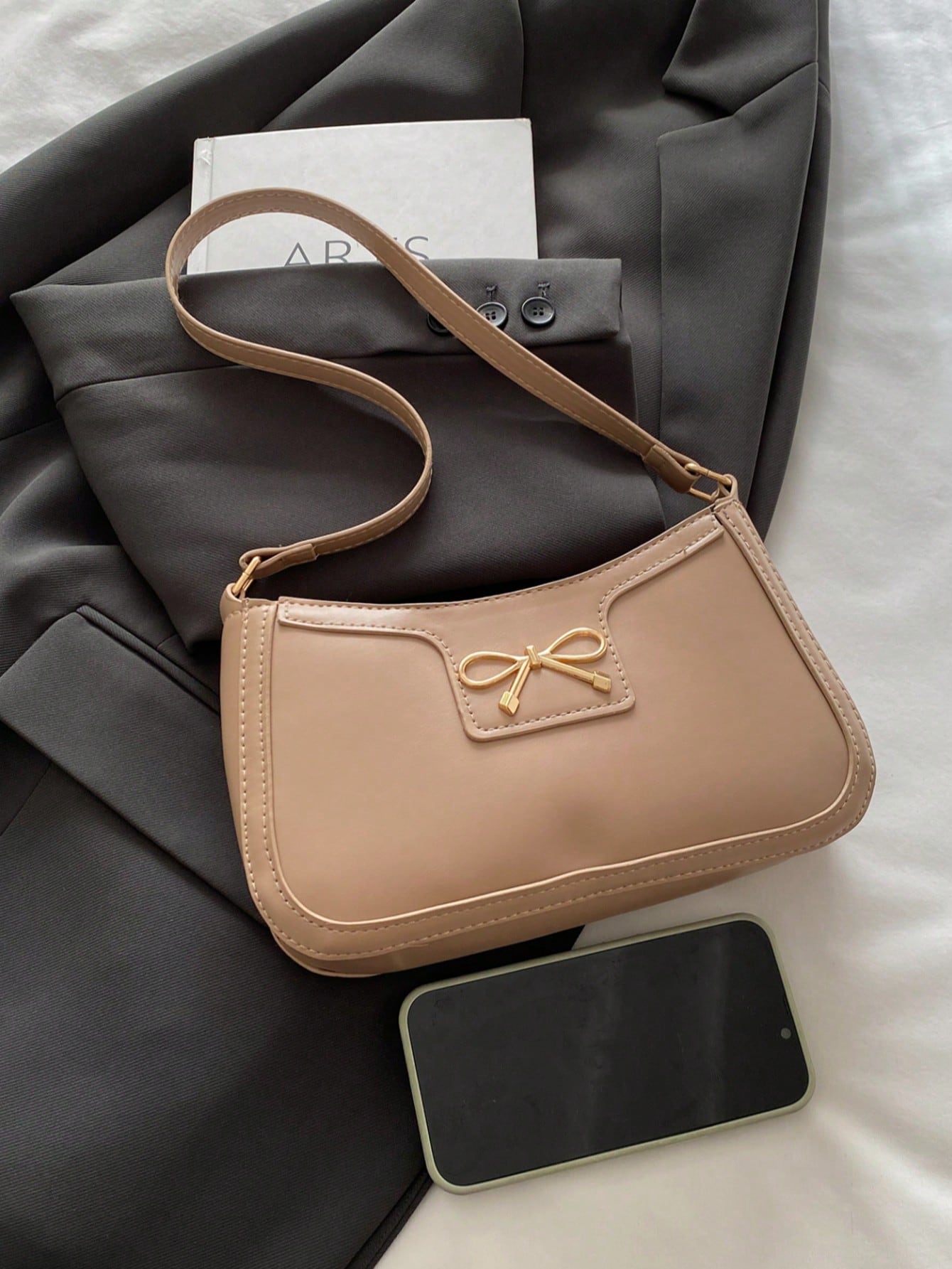 Elegant Crescent-Shaped Underarm Shoulder Bag For Women, Chic Casual Fashion, Solid Color Underarm Bag