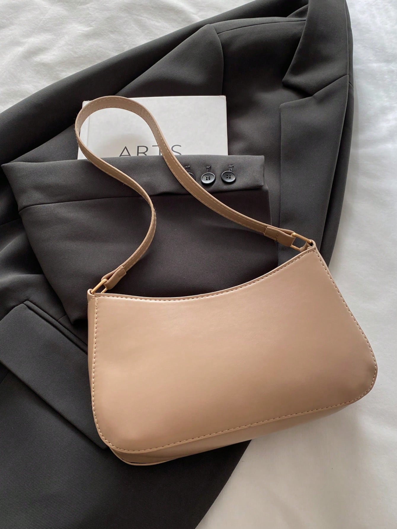 Elegant Crescent-Shaped Underarm Shoulder Bag For Women, Chic Casual Fashion, Solid Color Underarm Bag