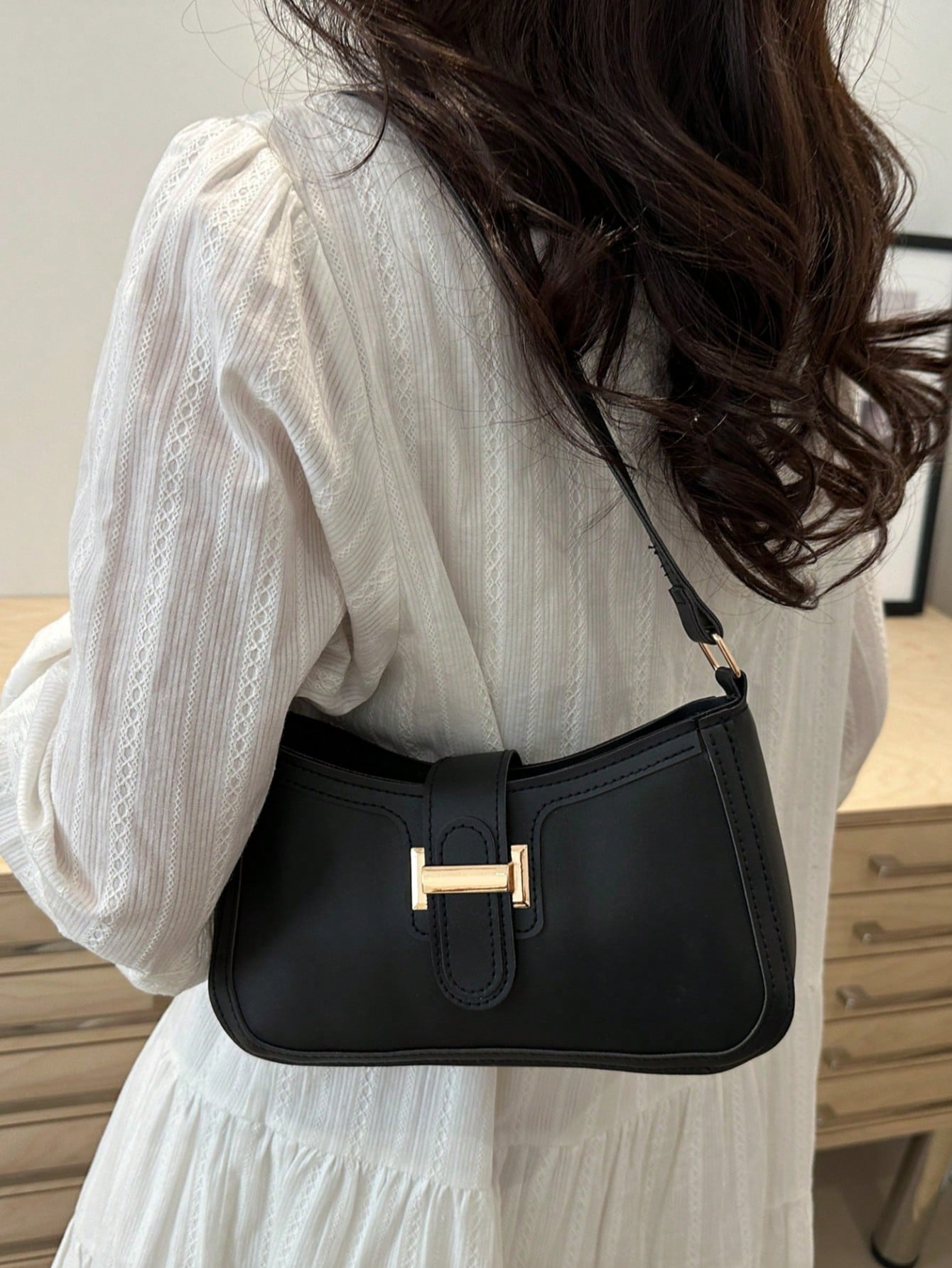 Elegant Crescent-Shaped Underarm Shoulder Bag For Women, Chic Casual Fashion, Solid Color Underarm Bag