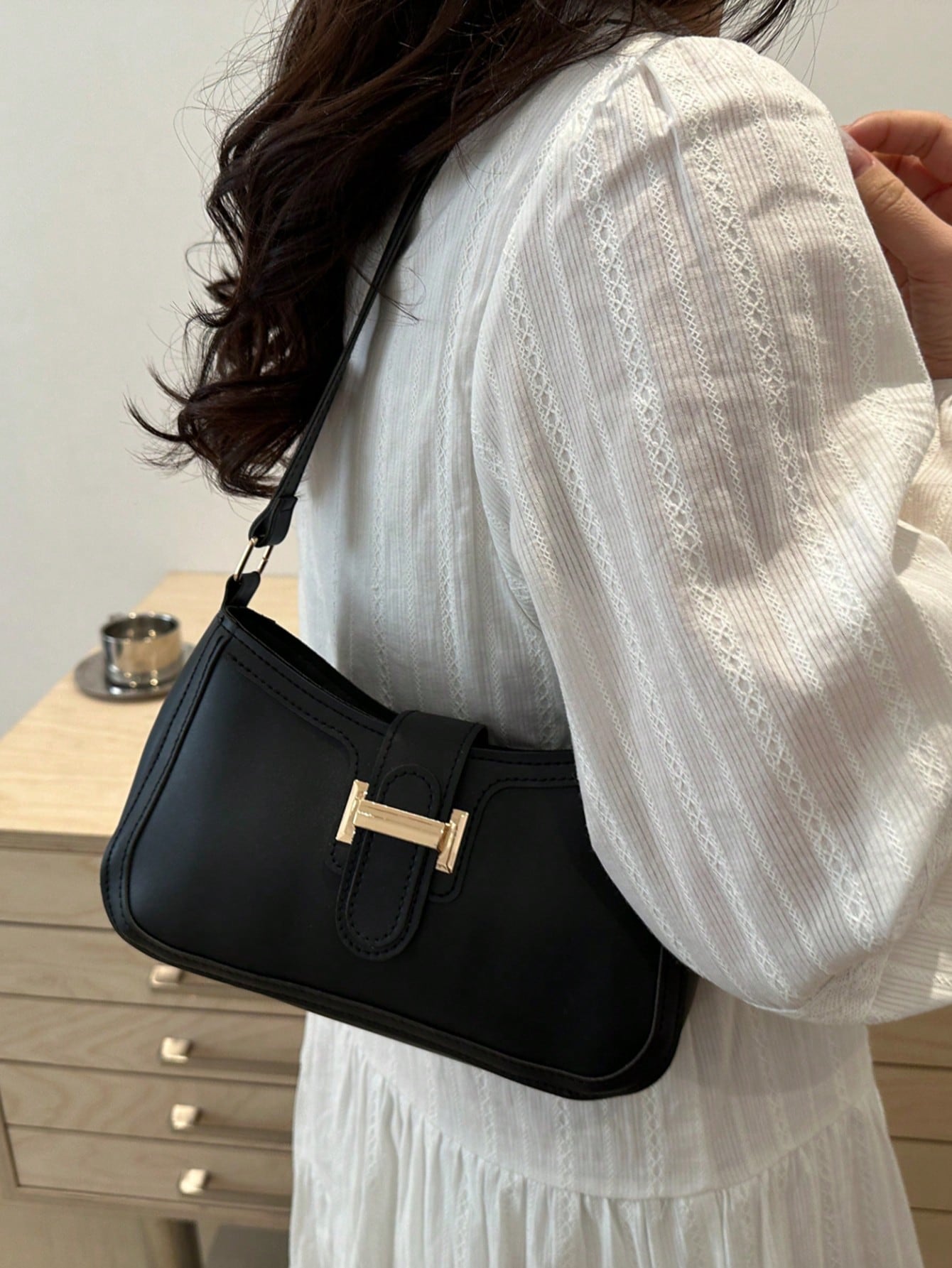Elegant Crescent-Shaped Underarm Shoulder Bag For Women, Chic Casual Fashion, Solid Color Underarm Bag