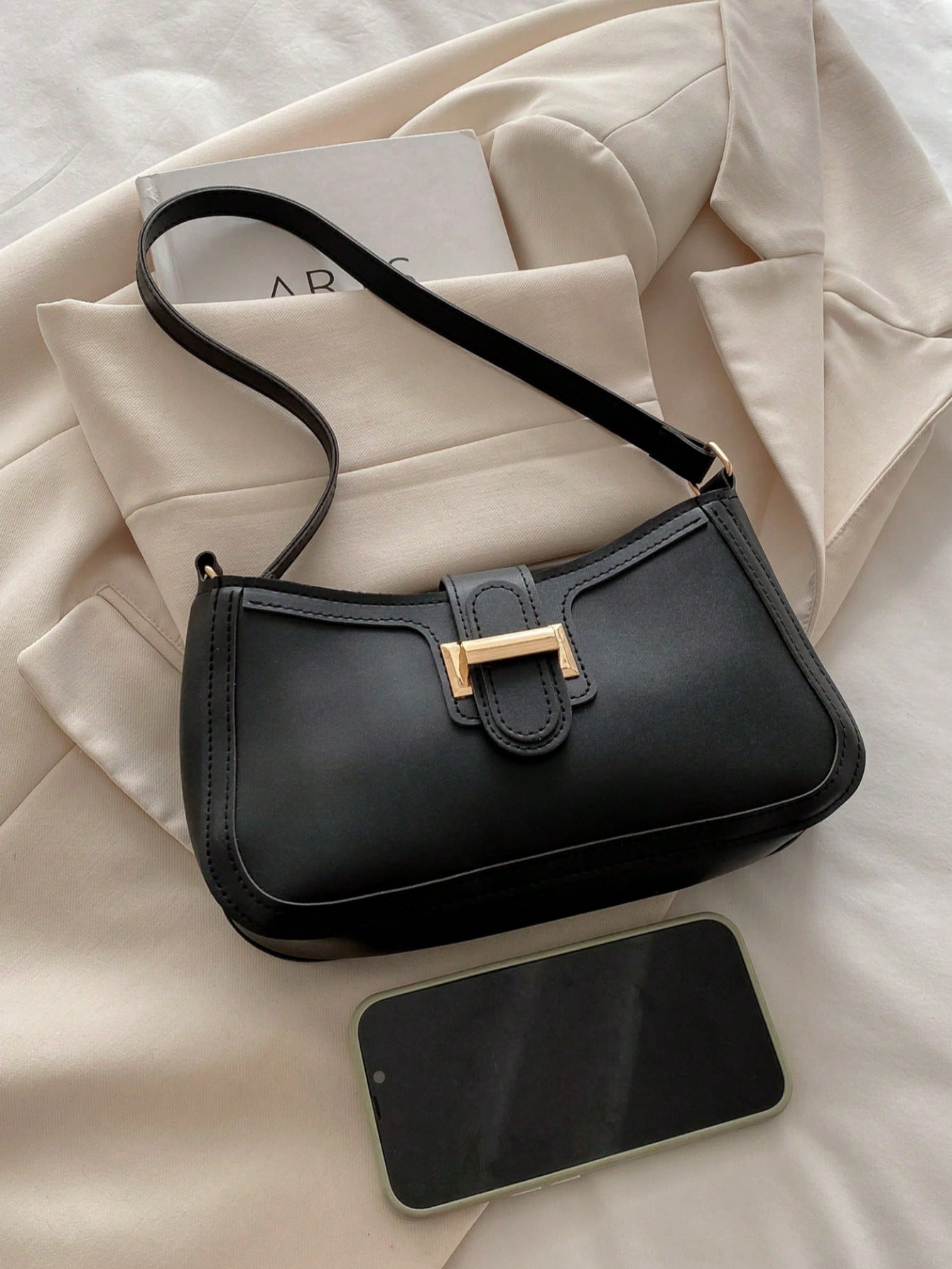 Elegant Crescent-Shaped Underarm Shoulder Bag For Women, Chic Casual Fashion, Solid Color Underarm Bag