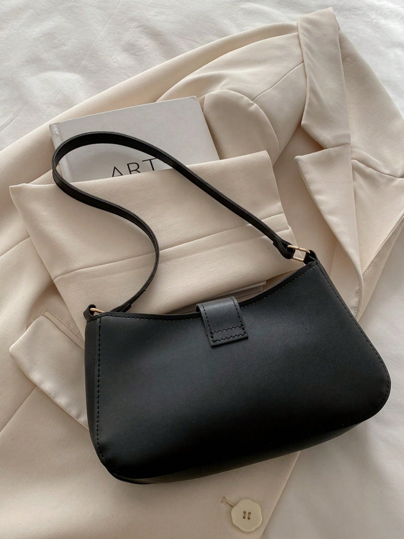 Elegant Crescent-Shaped Underarm Shoulder Bag For Women, Chic Casual Fashion, Solid Color Underarm Bag