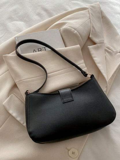 Elegant Crescent-Shaped Underarm Shoulder Bag For Women, Chic Casual Fashion, Solid Color Underarm Bag