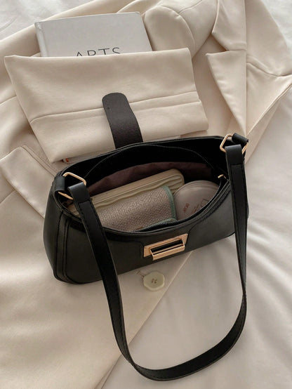 Elegant Crescent-Shaped Underarm Shoulder Bag For Women, Chic Casual Fashion, Solid Color Underarm Bag