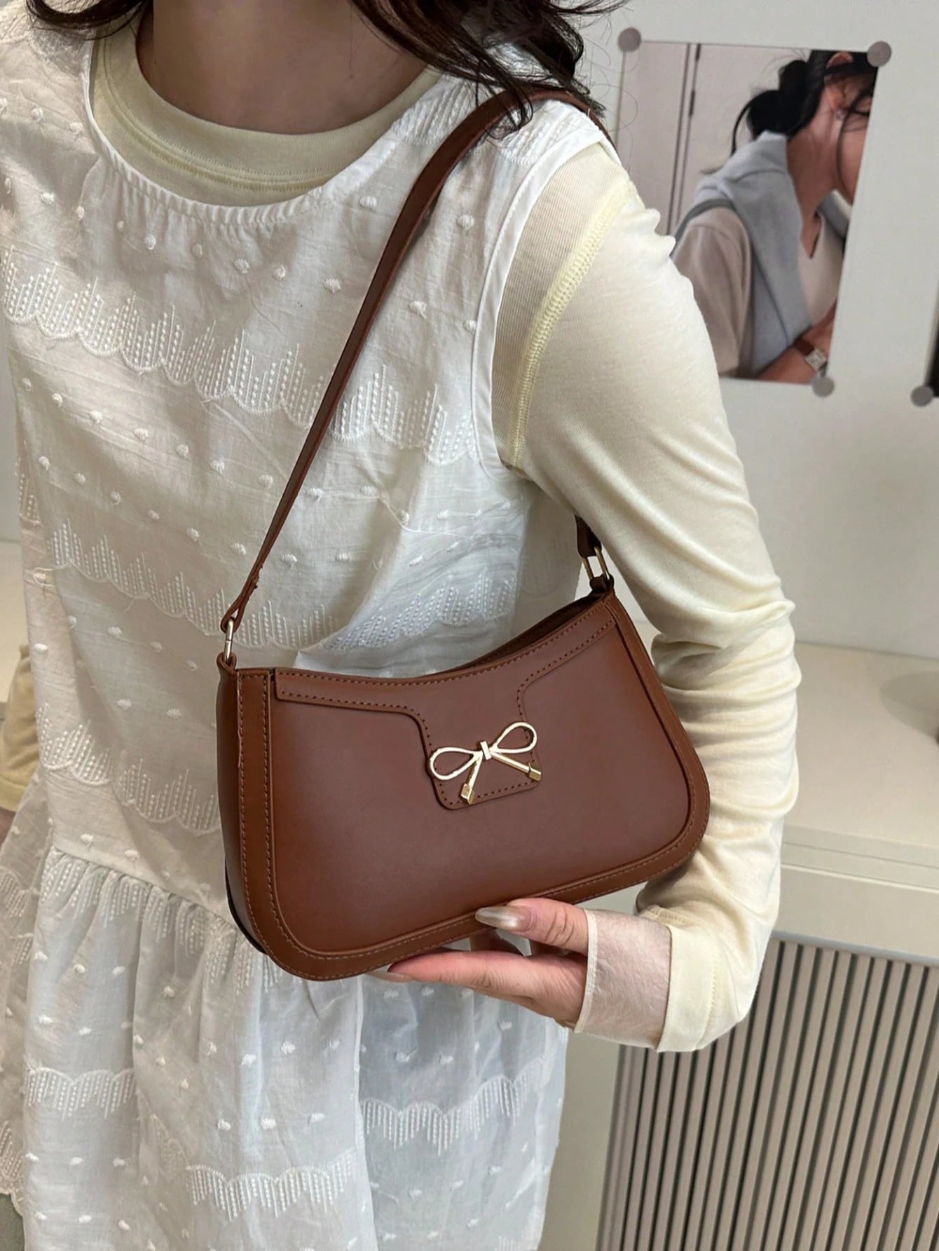 Elegant Crescent-Shaped Underarm Shoulder Bag For Women, Chic Casual Fashion, Solid Color Underarm Bag