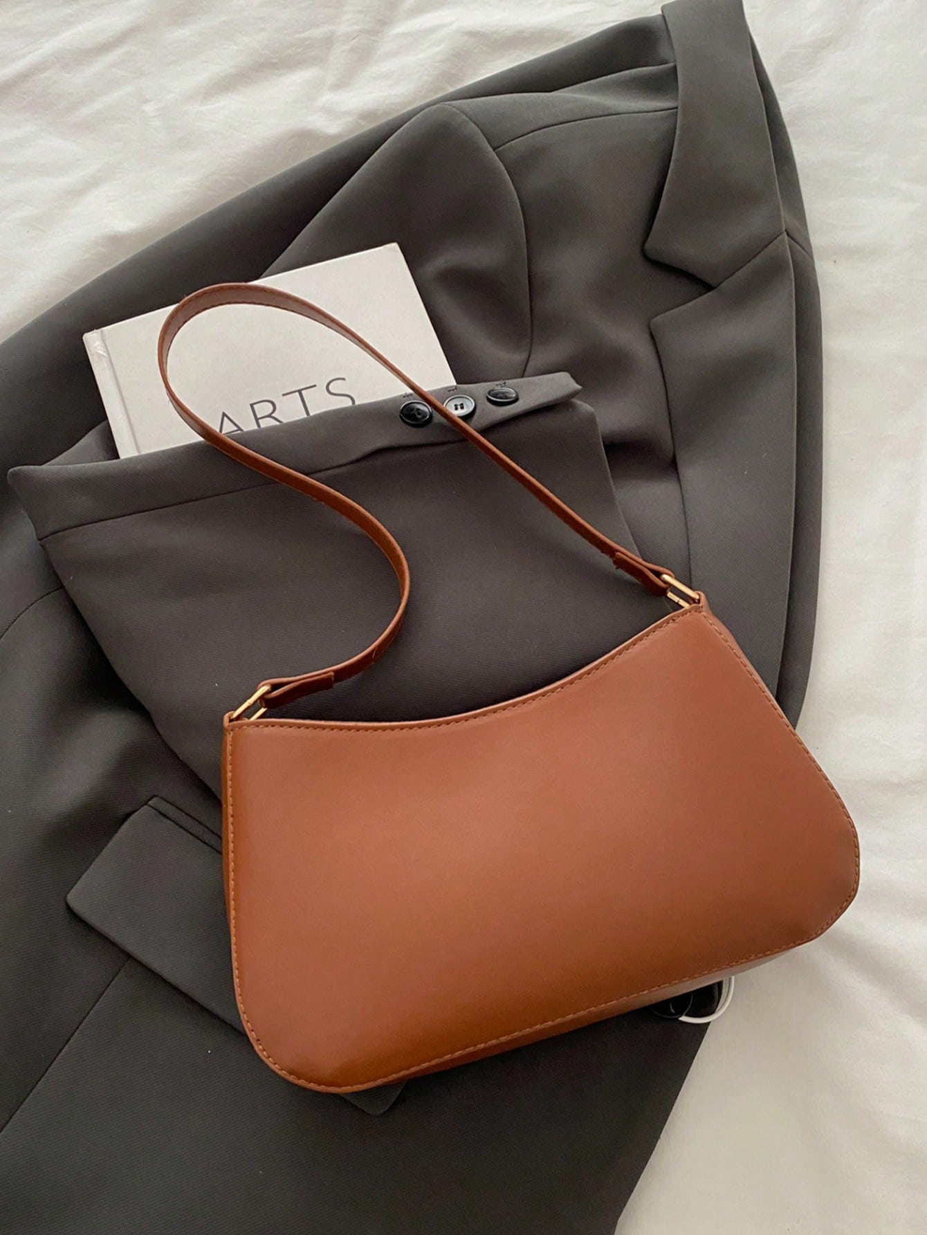 Elegant Crescent-Shaped Underarm Shoulder Bag For Women, Chic Casual Fashion, Solid Color Underarm Bag