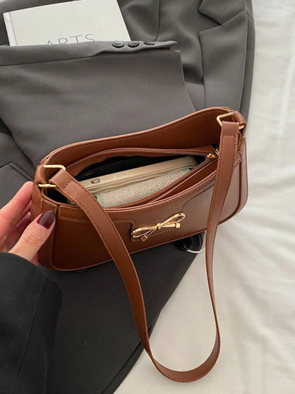 Elegant Crescent-Shaped Underarm Shoulder Bag For Women, Chic Casual Fashion, Solid Color Underarm Bag