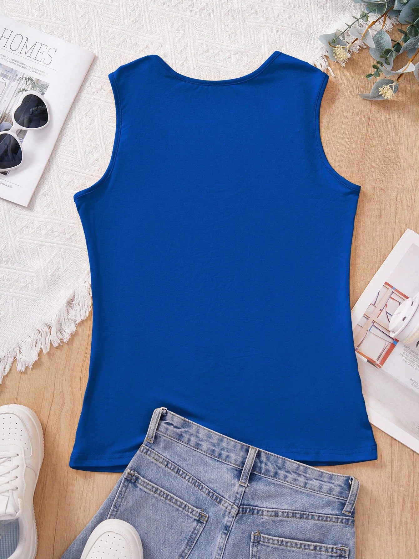 INAWLY Women's Metallic Button Decorated Tank Top For Summer