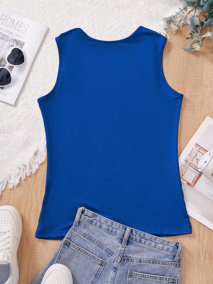 INAWLY Women's Metallic Button Decorated Tank Top For Summer