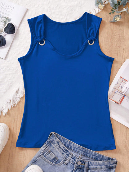 INAWLY Women's Metallic Button Decorated Tank Top For Summer