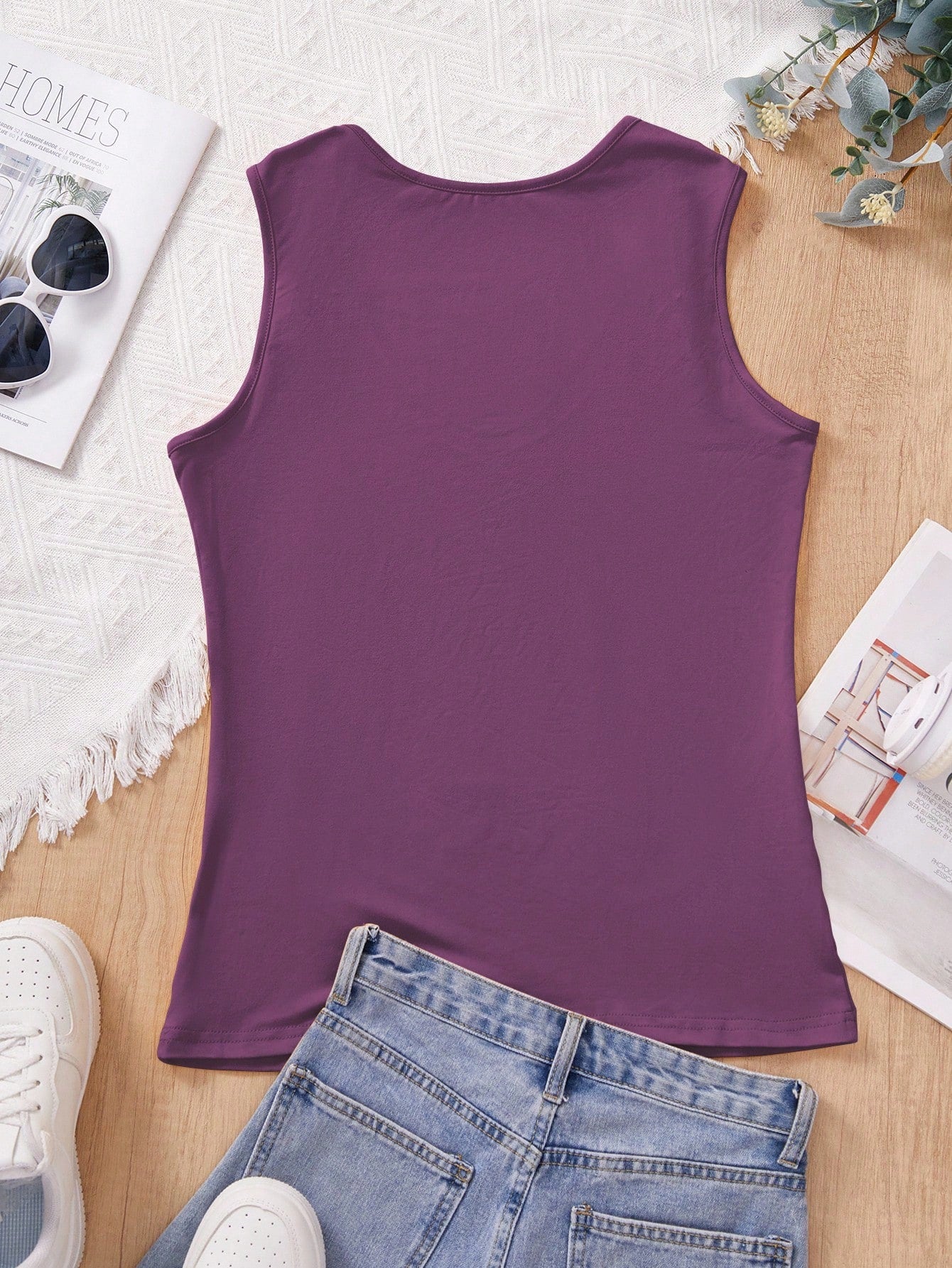 INAWLY Women's Metallic Button Decorated Tank Top For Summer