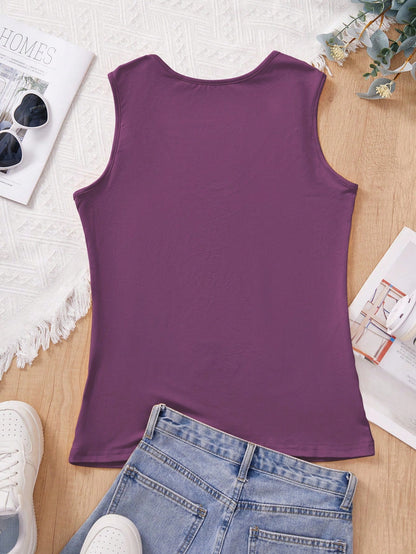 INAWLY Women's Metallic Button Decorated Tank Top For Summer