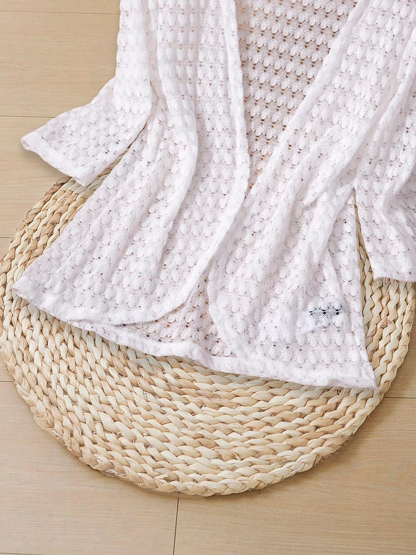 EMERY ROSE Women's Vacation Casual Solid Color Hollow-Out Knit Cardigan