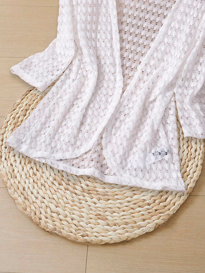 EMERY ROSE Women's Vacation Casual Solid Color Hollow-Out Knit Cardigan