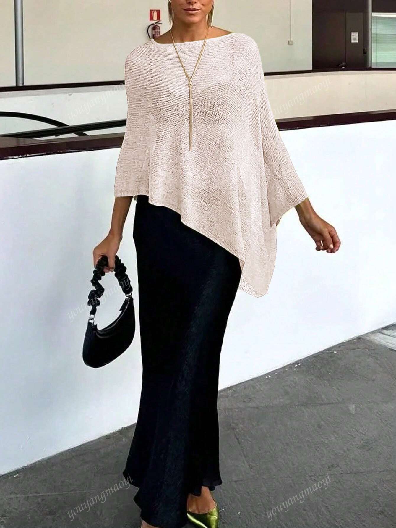 Fashionable & Elegant Loose Knit Cardigan Shawl, Women, Oversized Fit, Lightweight, Stylish, Suitable For Spring/Summer Everyday, Casual Travel, Beach