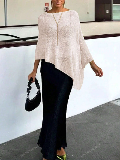 Fashionable & Elegant Loose Knit Cardigan Shawl, Women, Oversized Fit, Lightweight, Stylish, Suitable For Spring/Summer Everyday, Casual Travel, Beach