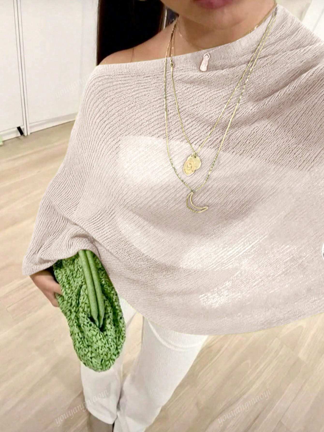 Fashionable & Elegant Loose Knit Cardigan Shawl, Women, Oversized Fit, Lightweight, Stylish, Suitable For Spring/Summer Everyday, Casual Travel, Beach