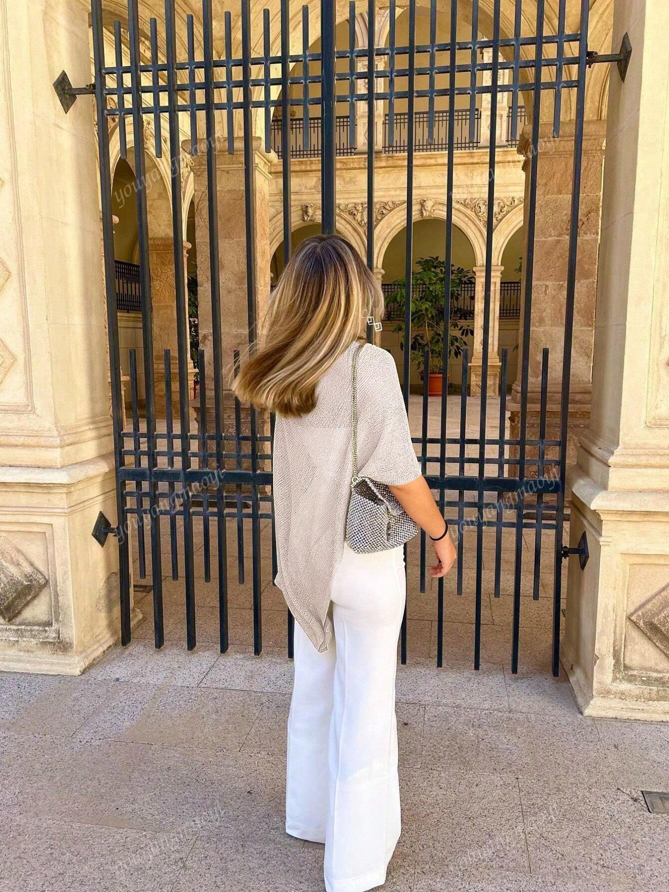 Fashionable & Elegant Loose Knit Cardigan Shawl, Women, Oversized Fit, Lightweight, Stylish, Suitable For Spring/Summer Everyday, Casual Travel, Beach