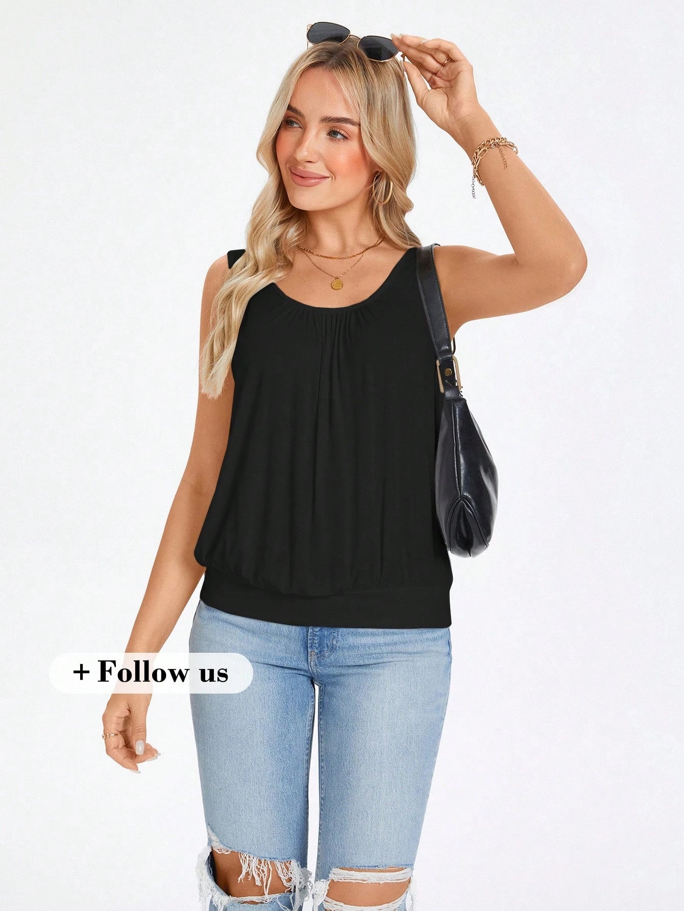 Wildy Solid Scoop Neck Tank Top