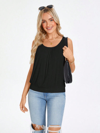 Wildy Solid Scoop Neck Tank Top