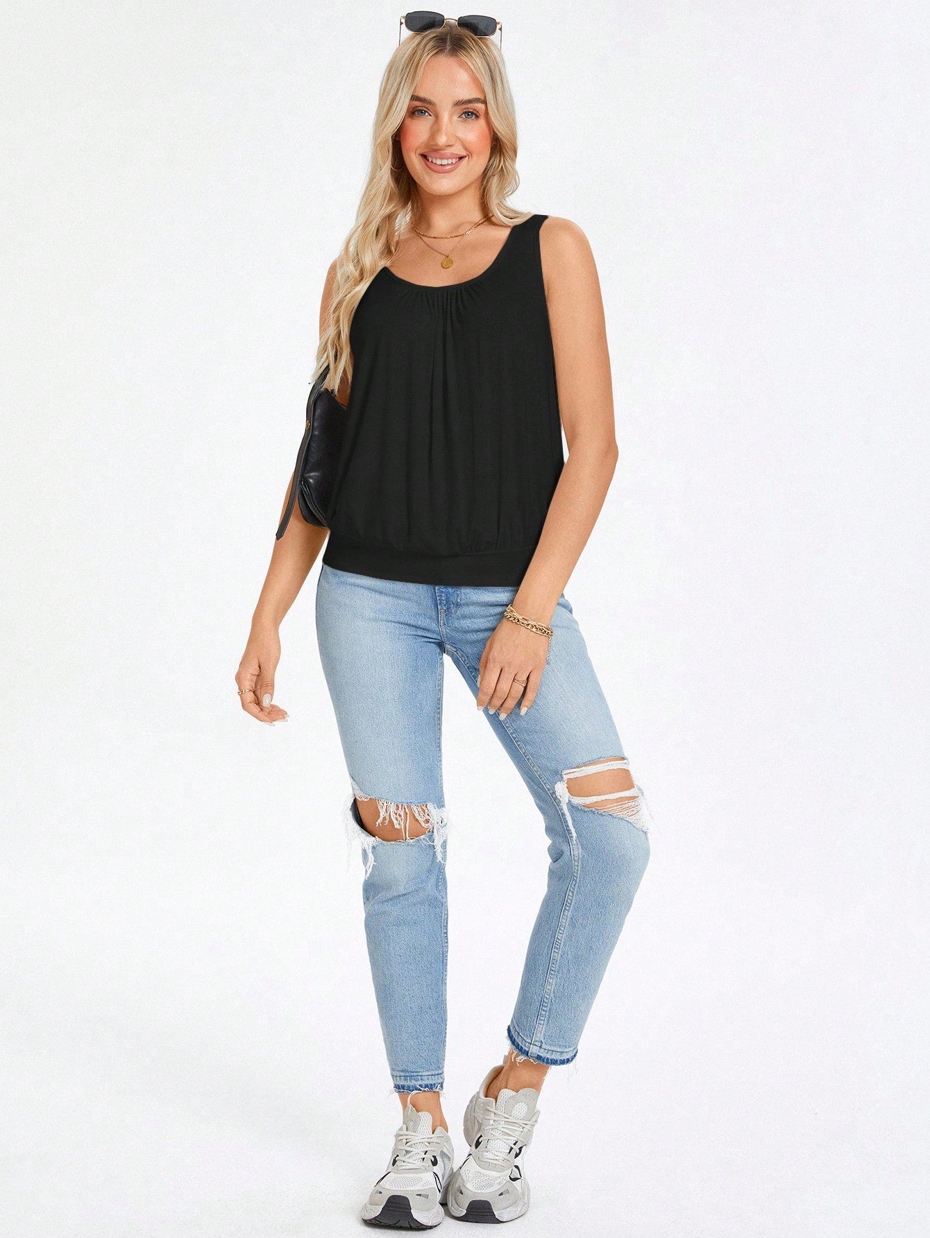 Wildy Solid Scoop Neck Tank Top