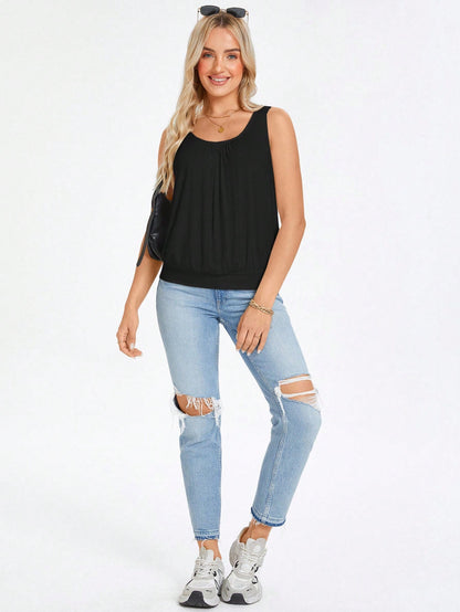 Wildy Solid Scoop Neck Tank Top