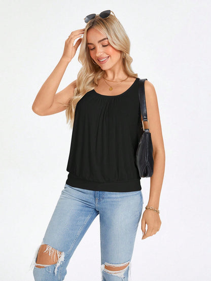 Wildy Solid Scoop Neck Tank Top