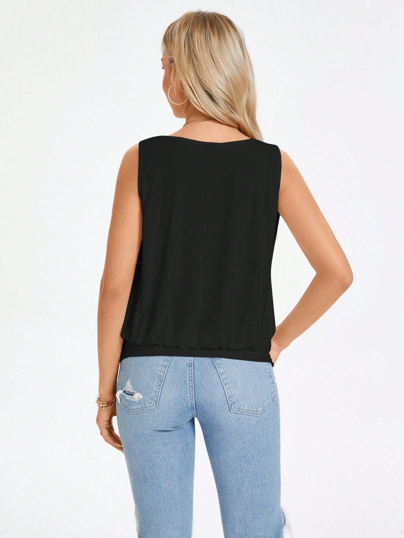 Wildy Solid Scoop Neck Tank Top