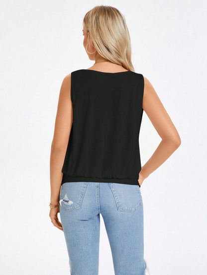 Wildy Solid Scoop Neck Tank Top