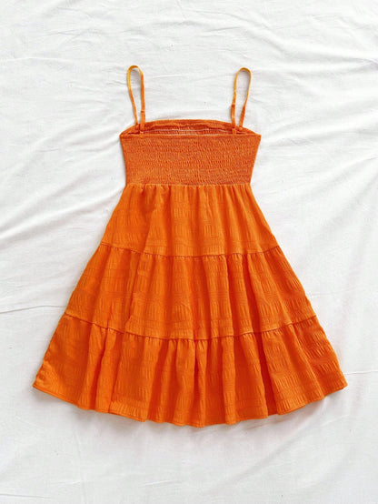 Soleia WYWH Women Spring Break Solid Ruffle Hem Cami Blue Dress,Summer Dresses For Women