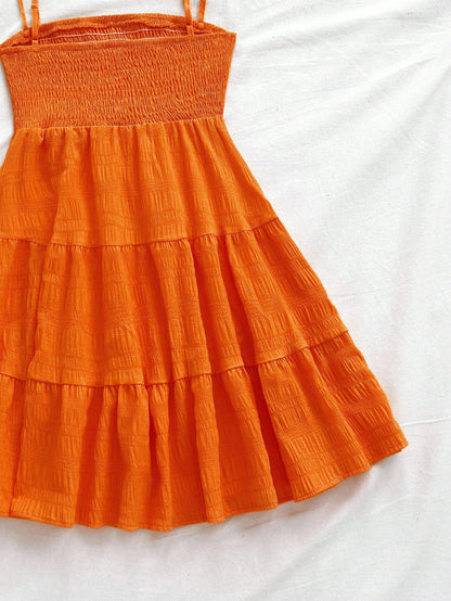 Soleia WYWH Women Spring Break Solid Ruffle Hem Cami Blue Dress,Summer Dresses For Women