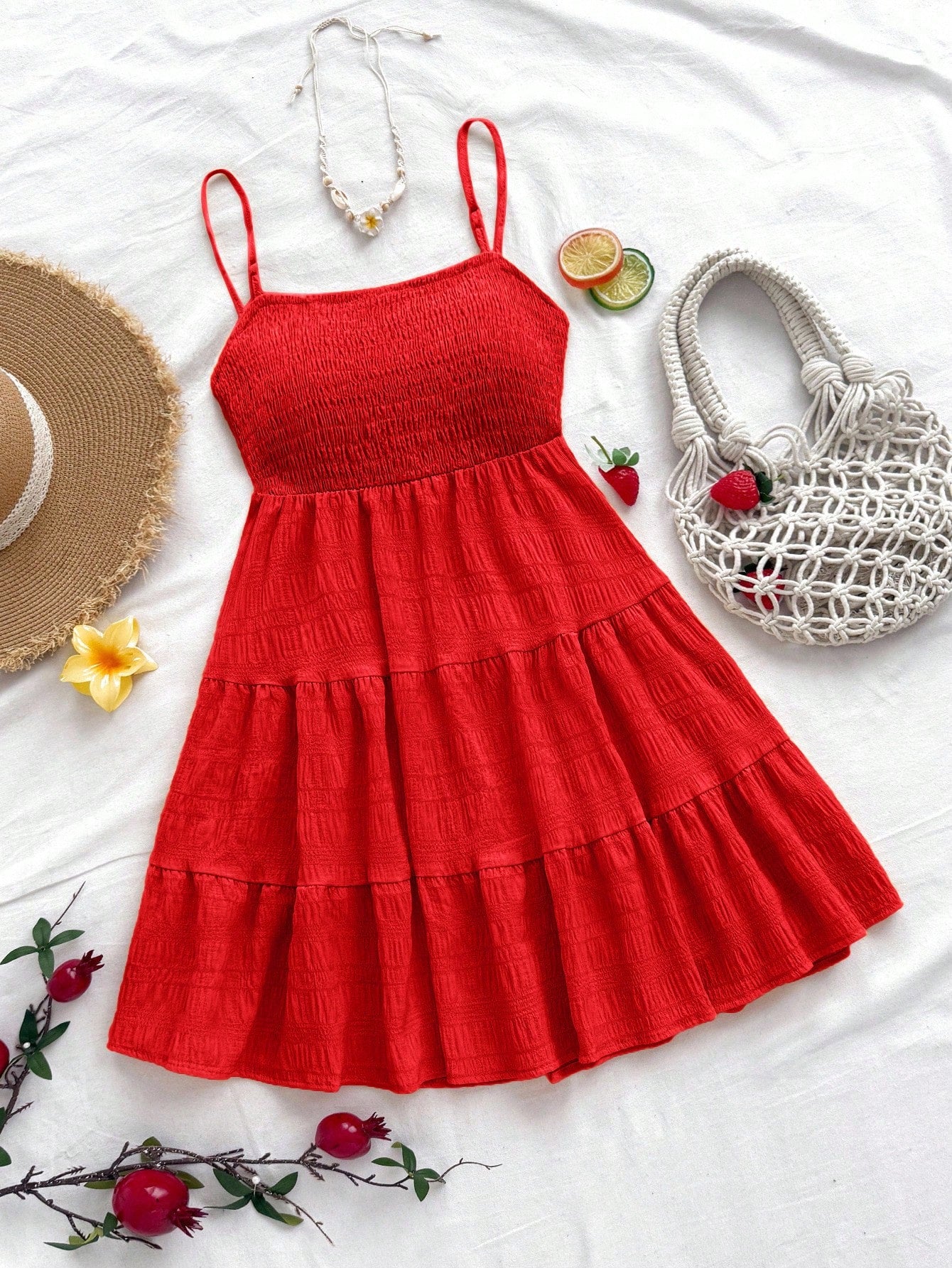 Soleia WYWH Women Spring Break Solid Ruffle Hem Cami Blue Dress,Summer Dresses For Women