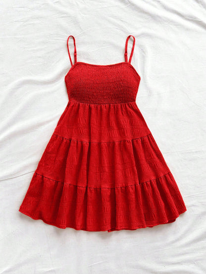 Soleia WYWH Women Spring Break Solid Ruffle Hem Cami Blue Dress,Summer Dresses For Women