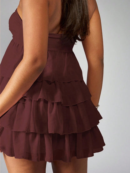 MISSGUIDED Strapless Mini Dress Tiered Ruffle Party Cocktail Wedding Guest Bridesmaid Twist Front Empire Waist