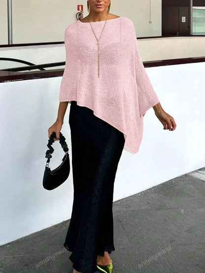 Fashionable & Elegant Loose Knit Cardigan Shawl, Women, Oversized Fit, Lightweight, Stylish, Suitable For Spring/Summer Everyday, Casual Travel, Beach