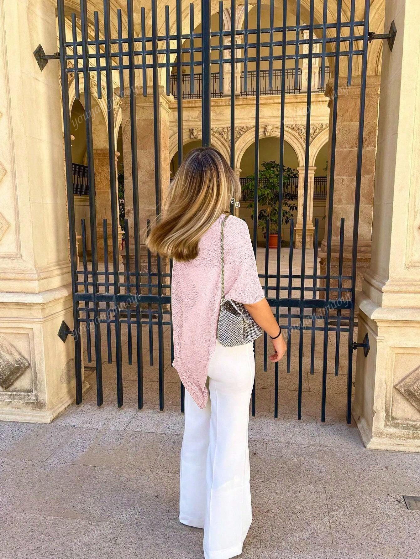 Fashionable & Elegant Loose Knit Cardigan Shawl, Women, Oversized Fit, Lightweight, Stylish, Suitable For Spring/Summer Everyday, Casual Travel, Beach