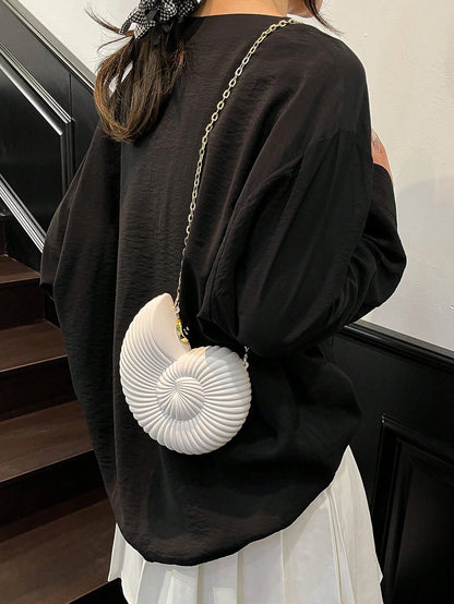 2025 Golden Conch Shaped Shoulder Bag, Detachable Shoulder Strap, Fashionable Lipstick Pouch, Elegant And Fashionable Shoulder Bag, Suitable For Evening Outings