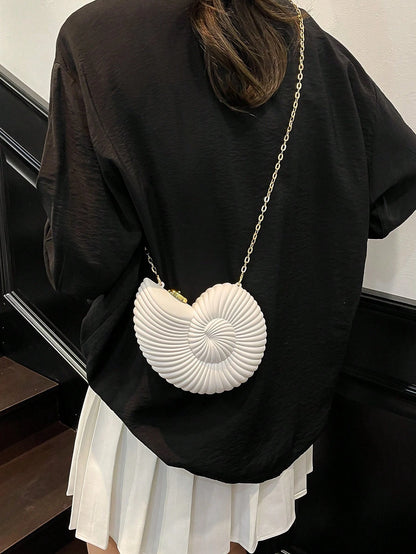 2025 Golden Conch Shaped Shoulder Bag, Detachable Shoulder Strap, Fashionable Lipstick Pouch, Elegant And Fashionable Shoulder Bag, Suitable For Evening Outings