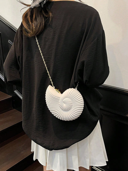 2025 Golden Conch Shaped Shoulder Bag, Detachable Shoulder Strap, Fashionable Lipstick Pouch, Elegant And Fashionable Shoulder Bag, Suitable For Evening Outings