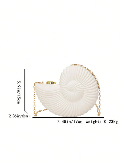 2025 Golden Conch Shaped Shoulder Bag, Detachable Shoulder Strap, Fashionable Lipstick Pouch, Elegant And Fashionable Shoulder Bag, Suitable For Evening Outings