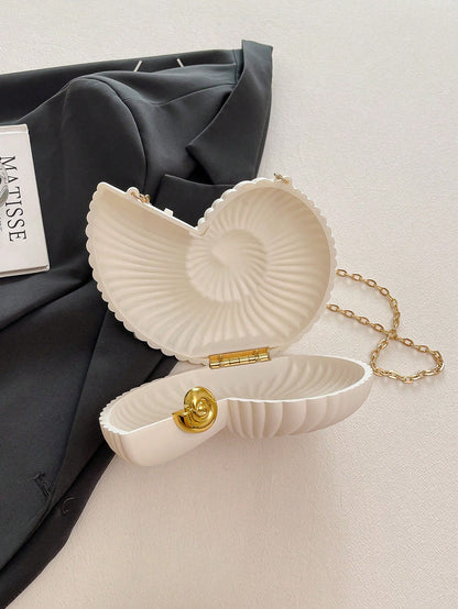 2025 Golden Conch Shaped Shoulder Bag, Detachable Shoulder Strap, Fashionable Lipstick Pouch, Elegant And Fashionable Shoulder Bag, Suitable For Evening Outings