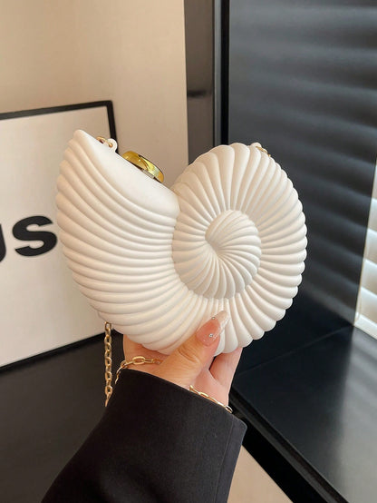 2025 Golden Conch Shaped Shoulder Bag, Detachable Shoulder Strap, Fashionable Lipstick Pouch, Elegant And Fashionable Shoulder Bag, Suitable For Evening Outings