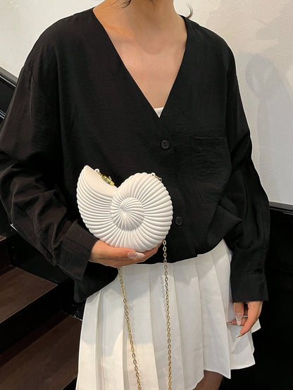 2025 Golden Conch Shaped Shoulder Bag, Detachable Shoulder Strap, Fashionable Lipstick Pouch, Elegant And Fashionable Shoulder Bag, Suitable For Evening Outings