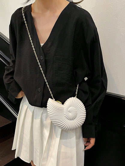 2025 Golden Conch Shaped Shoulder Bag, Detachable Shoulder Strap, Fashionable Lipstick Pouch, Elegant And Fashionable Shoulder Bag, Suitable For Evening Outings