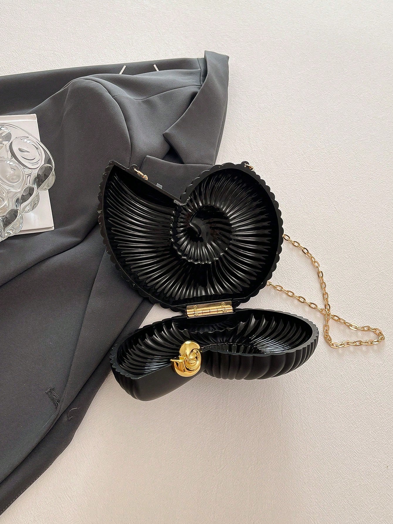 2025 Golden Conch Shaped Shoulder Bag, Detachable Shoulder Strap, Fashionable Lipstick Pouch, Elegant And Fashionable Shoulder Bag, Suitable For Evening Outings